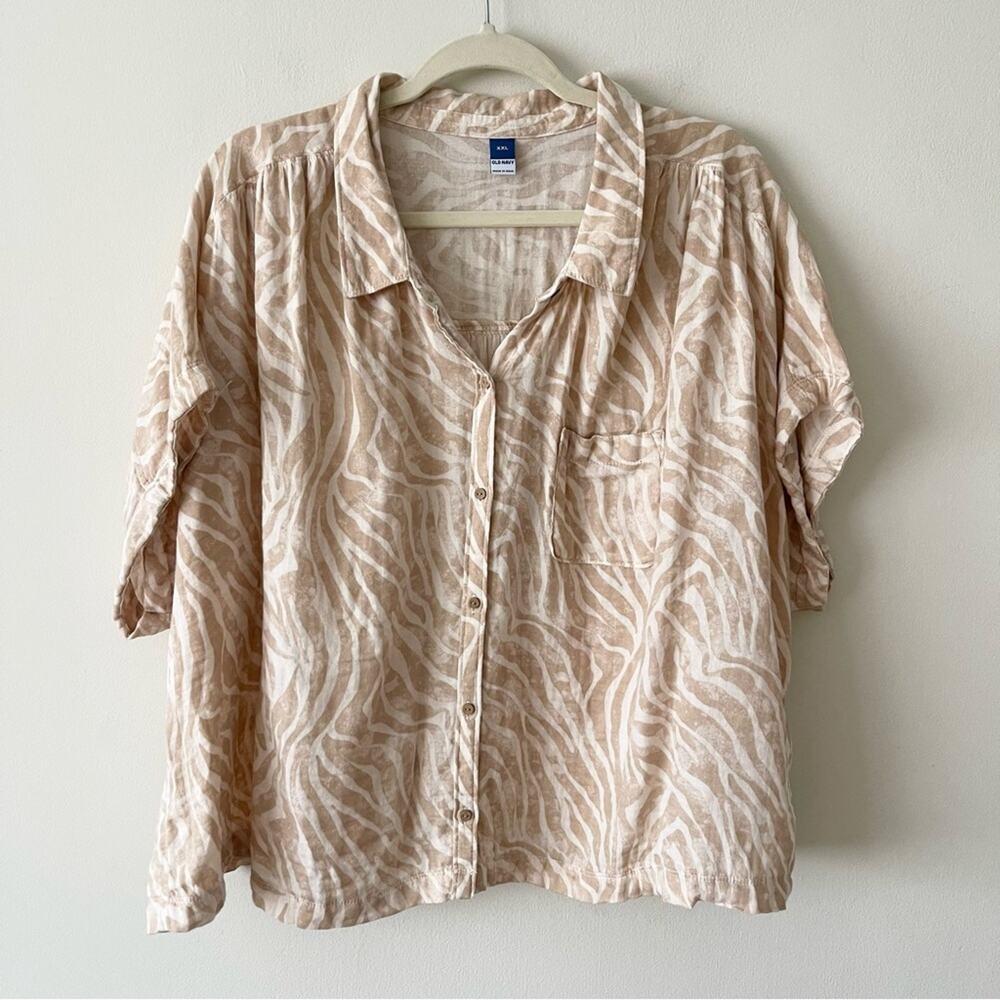 Old Navy Dolman Sleeves Pocket Blouse Women’s size XXL Beige and cream stripe